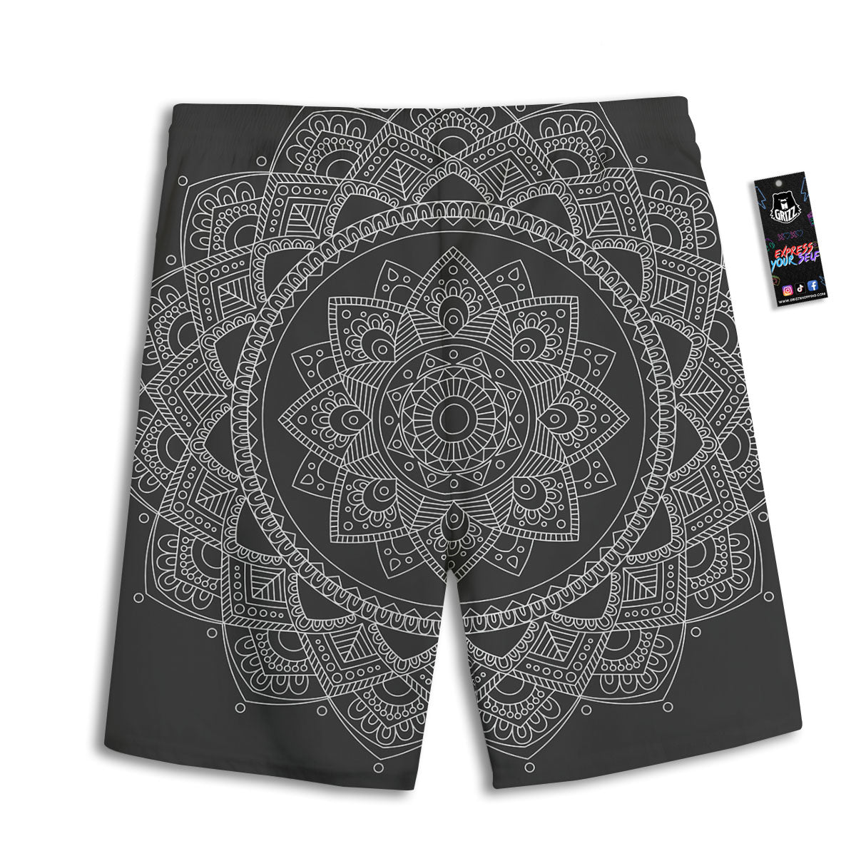 Tribal Mandala White And Black Print Men's Athletic Shorts