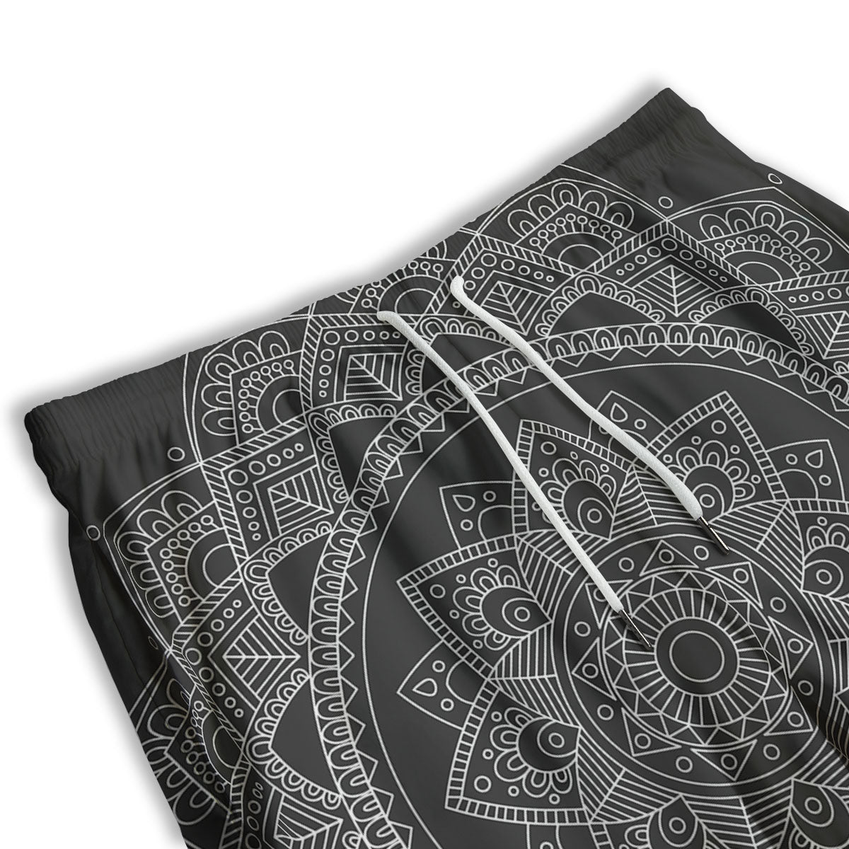 Tribal Mandala White And Black Print Men's Athletic Shorts