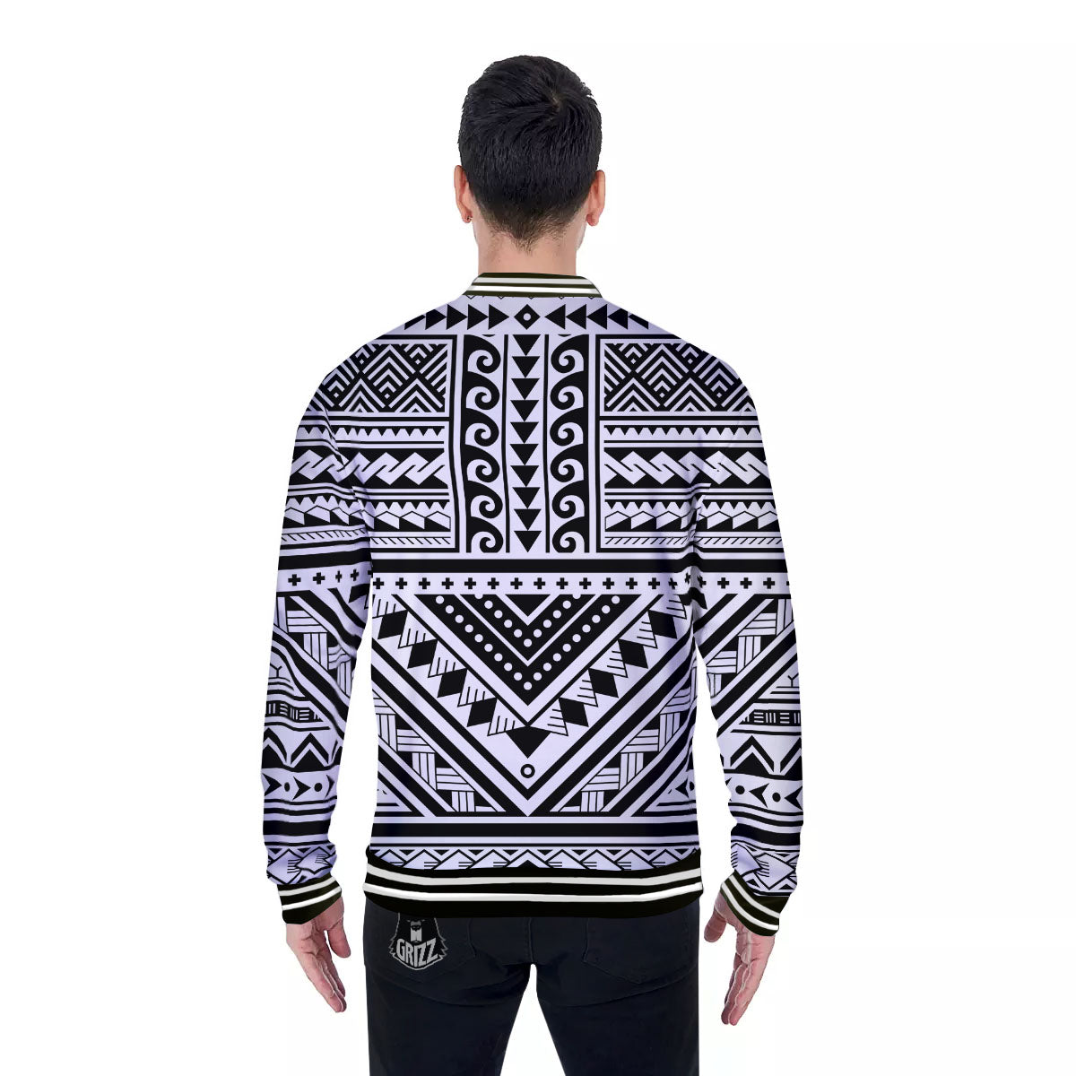 Tribal Maori Polynesian Tattoo Print Baseball Jacket-grizzshop