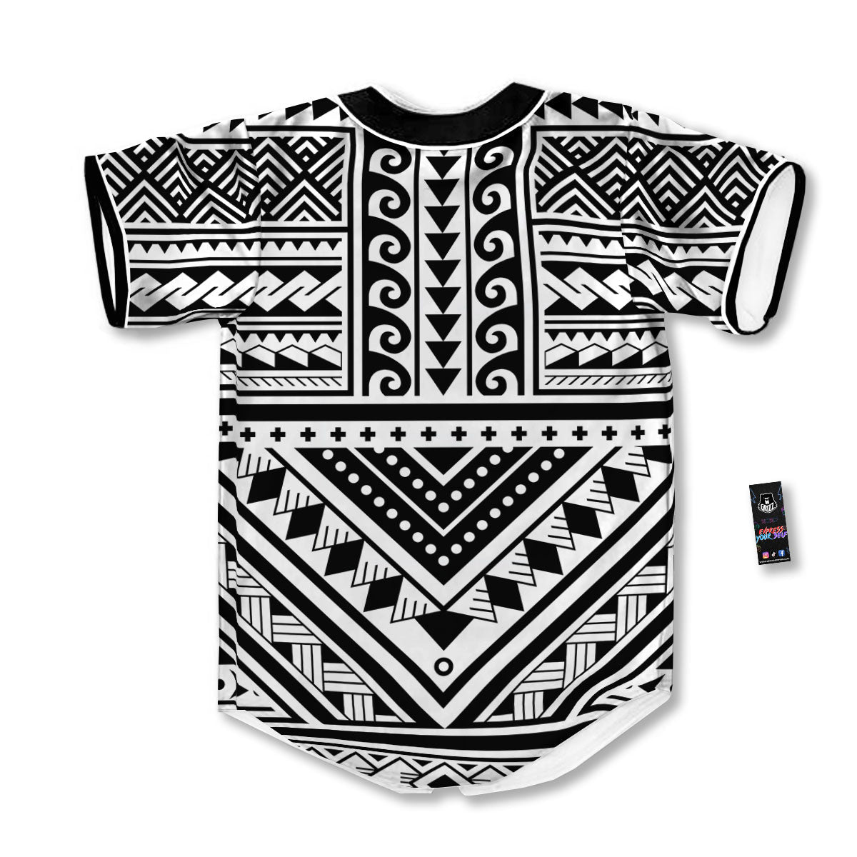 Tribal Maori Polynesian Tattoo Print Baseball Jersey-grizzshop
