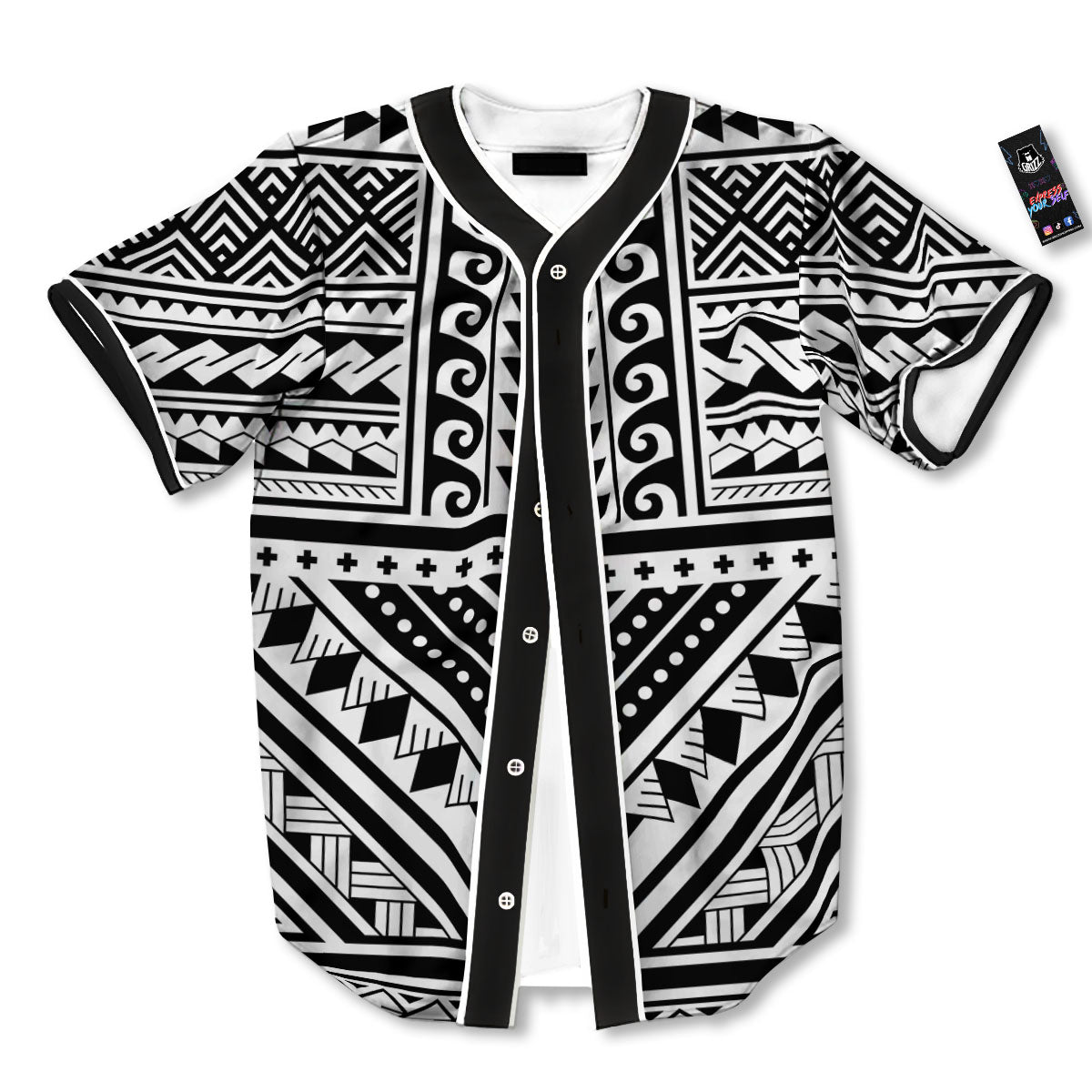 Tribal Maori Polynesian Tattoo Print Baseball Jersey-grizzshop