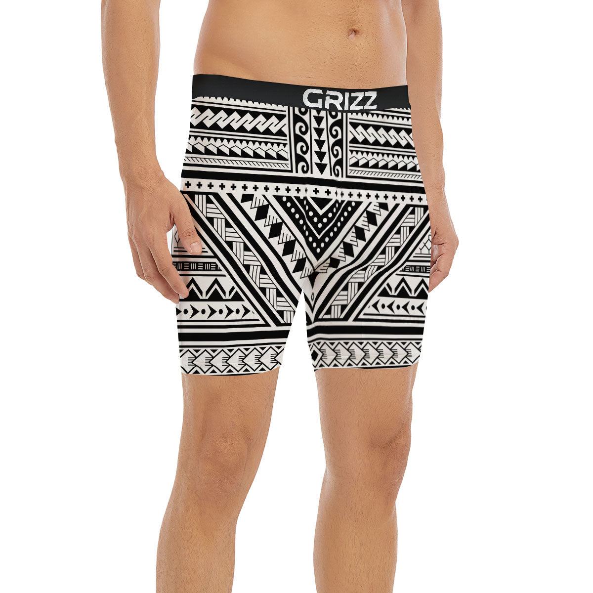 Tribal Maori Polynesian Tattoo Print Boxer Briefs-grizzshop