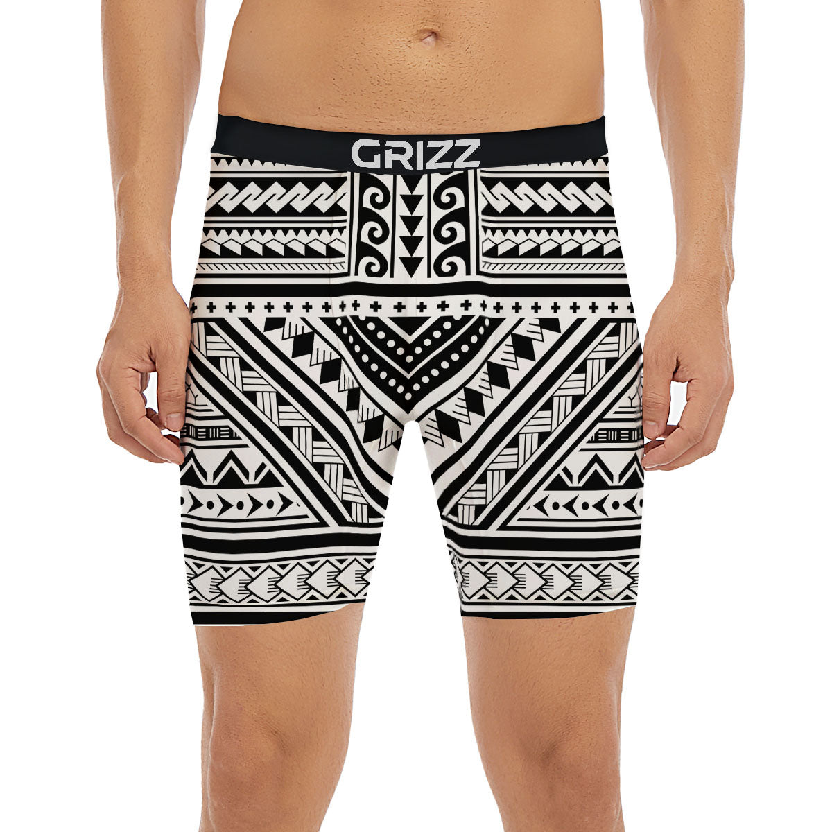 Tribal Maori Polynesian Tattoo Print Boxer Briefs-grizzshop
