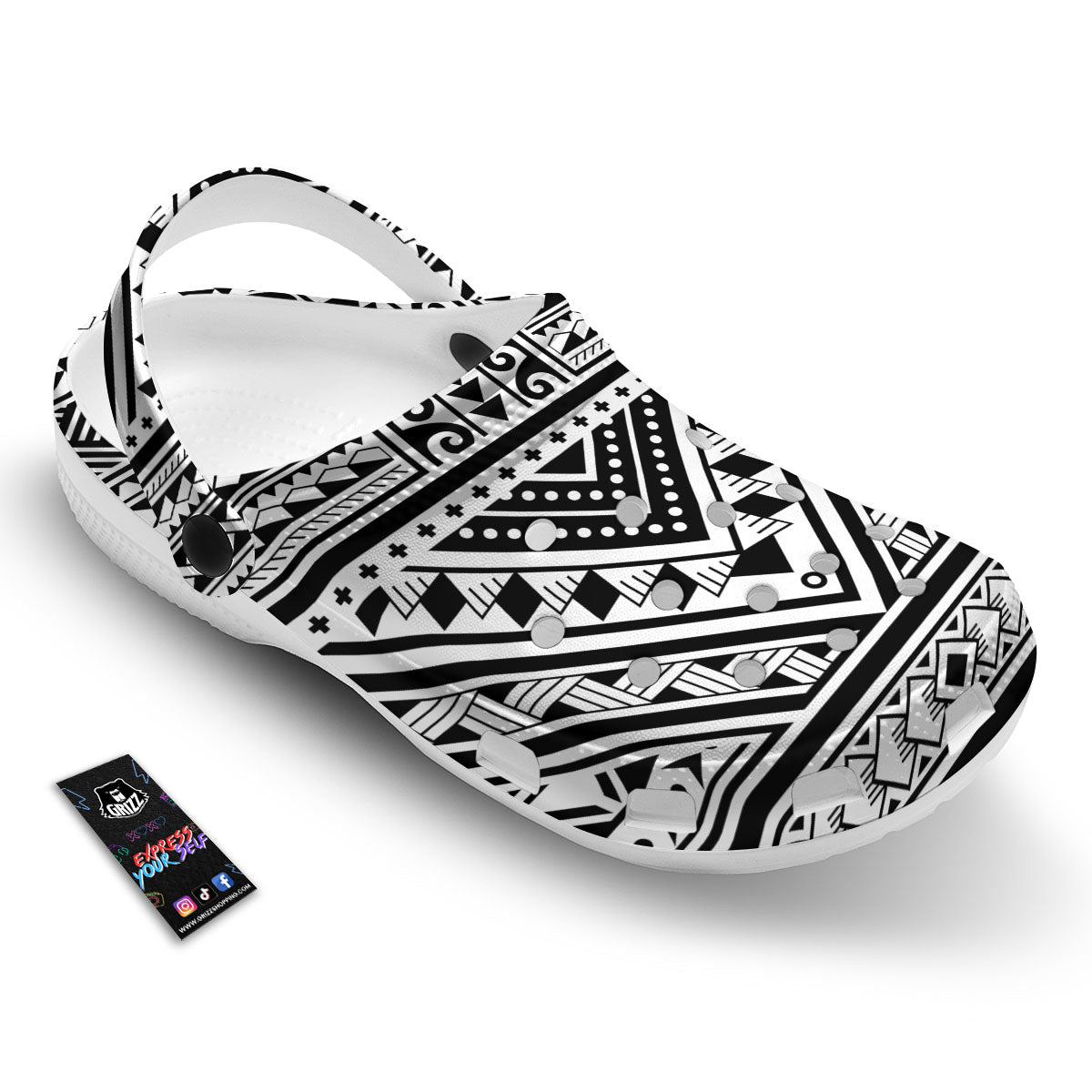 Tribal Maori Polynesian Tattoo Print Clog-grizzshop
