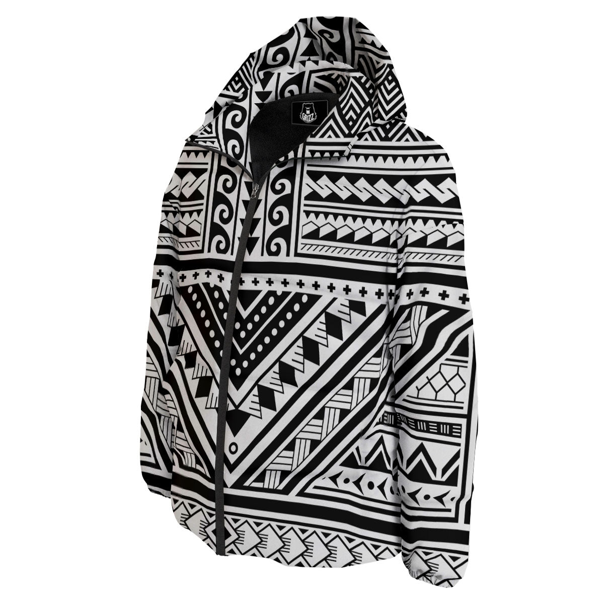Tribal Maori Polynesian Tattoo Print Down Jacket-grizzshop