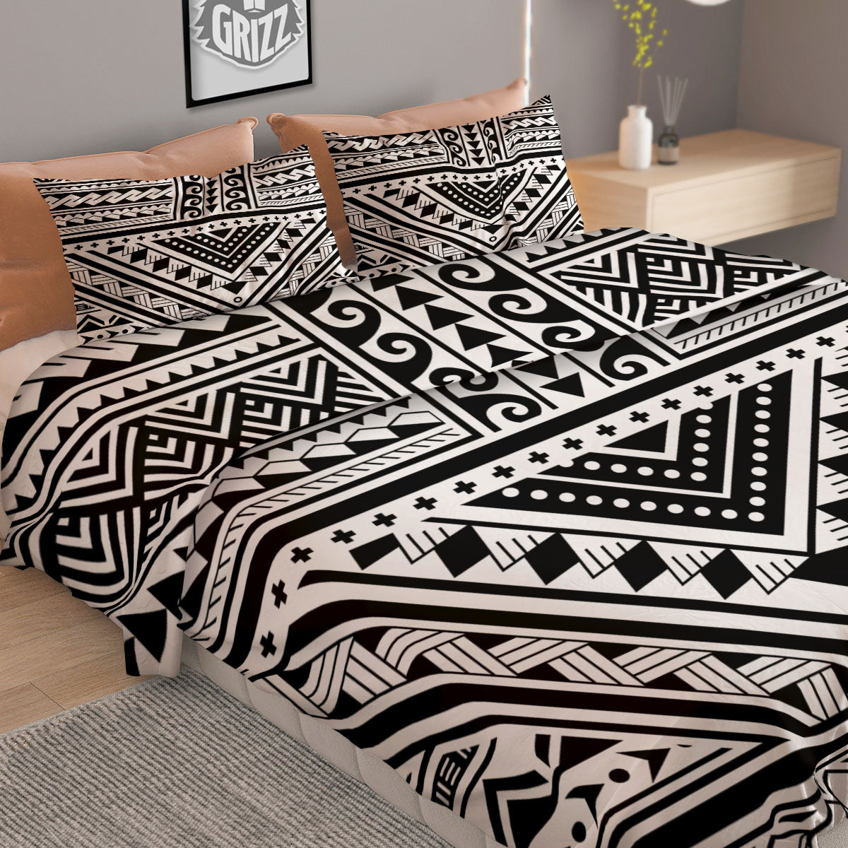 Tribal Maori Polynesian Tattoo Print Duvet Cover Bedding Set