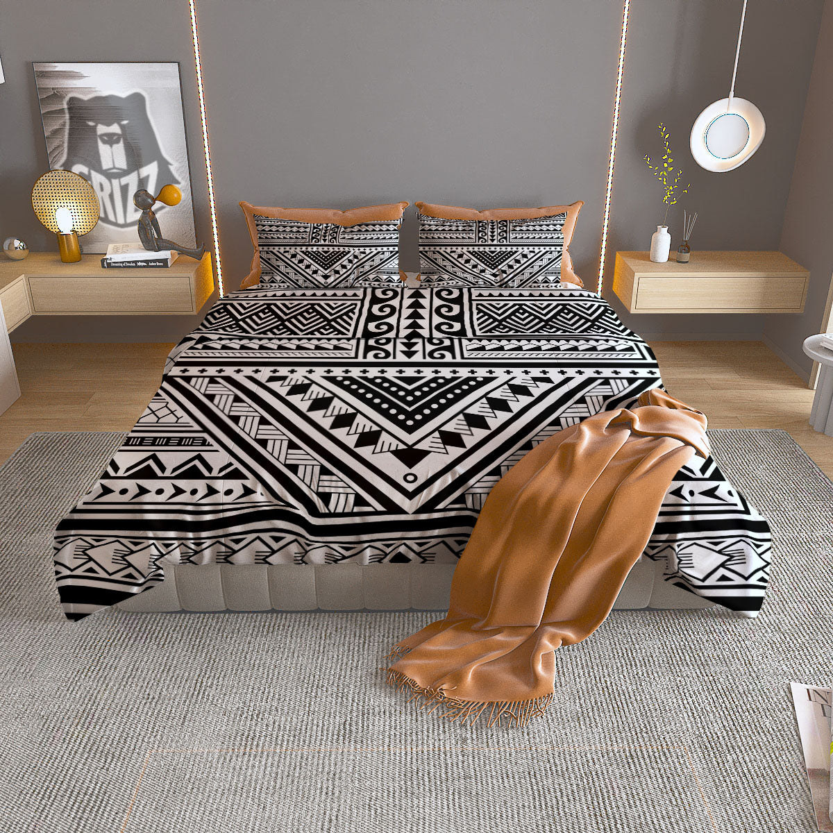 Tribal Maori Polynesian Tattoo Print Duvet Cover Bedding Set
