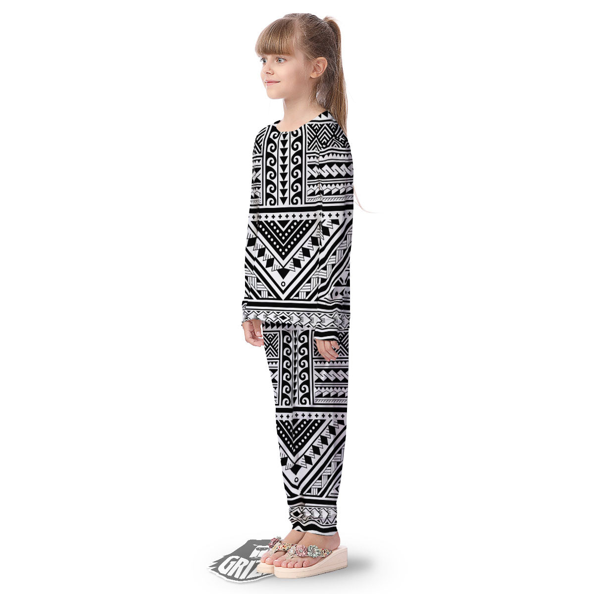 Tribal Maori Polynesian Tattoo Print Kid's Pajamas-grizzshop