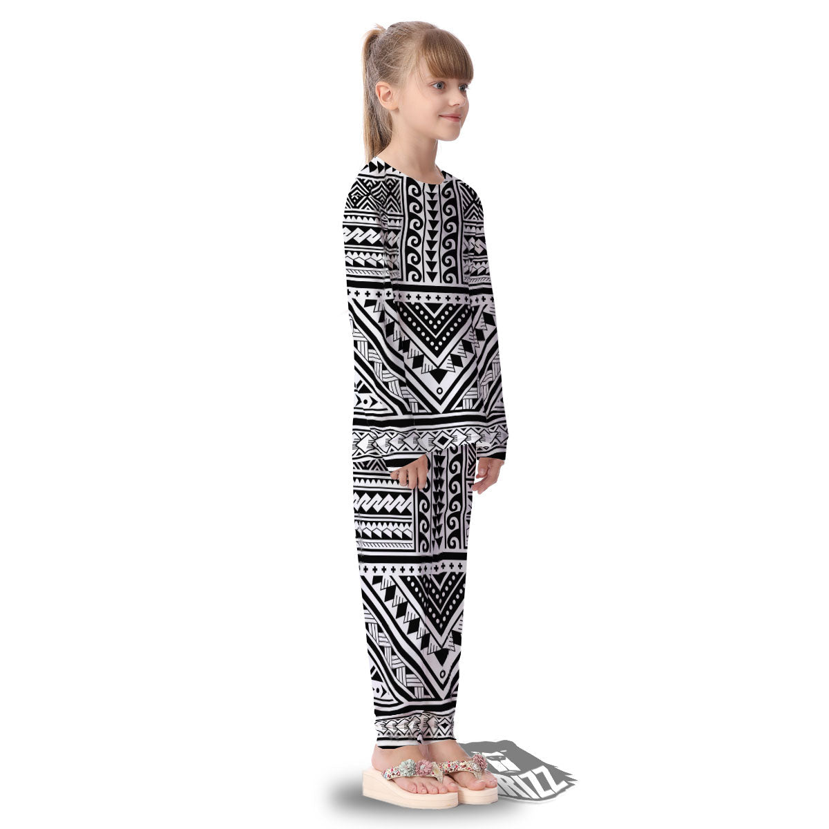 Tribal Maori Polynesian Tattoo Print Kid's Pajamas-grizzshop