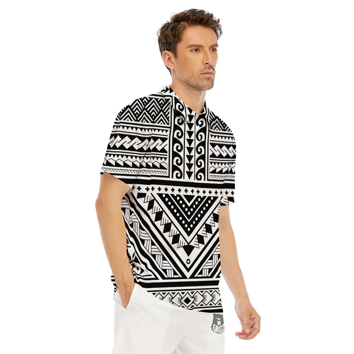 Tribal Maori Polynesian Tattoo Print Men's Golf Shirts-grizzshop