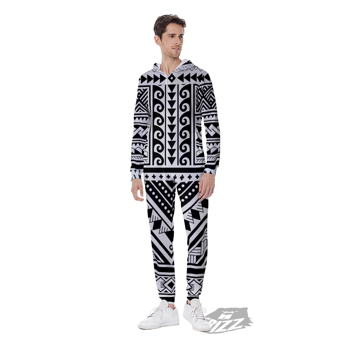 Tribal Maori Polynesian Tattoo Print Men's Jumpsuit-grizzshop