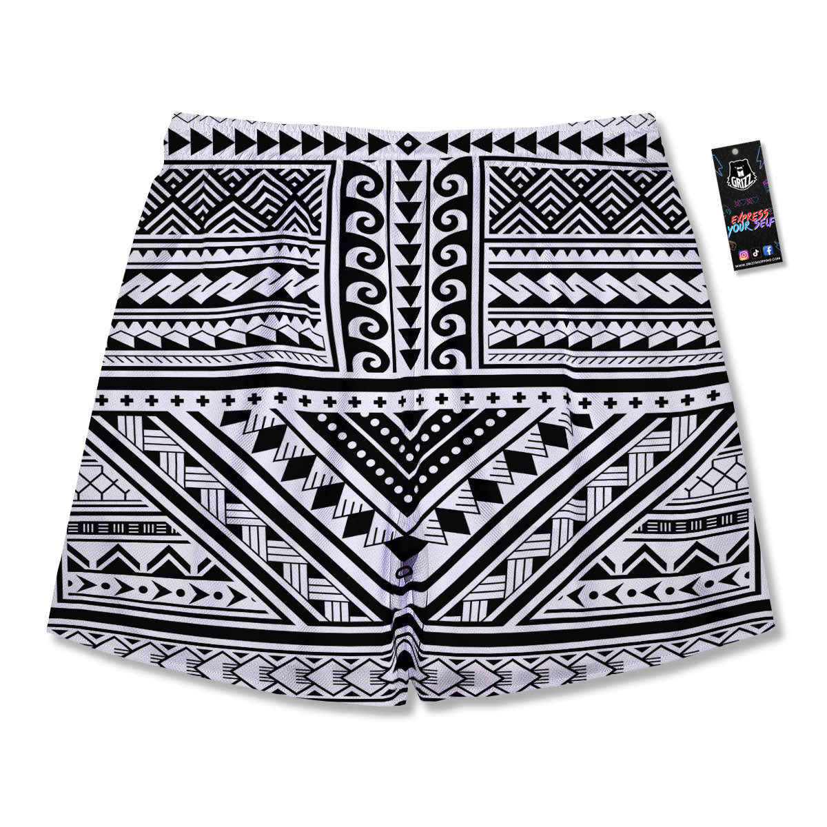 Tribal Maori Polynesian Tattoo Print Men's Running Shorts-grizzshop
