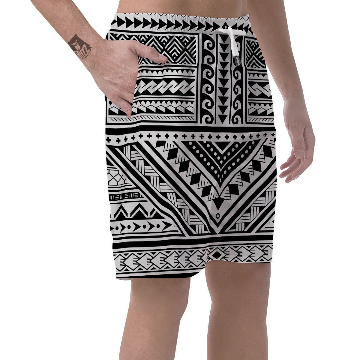 Tribal Maori Polynesian Tattoo Print Men's Shorts-grizzshop
