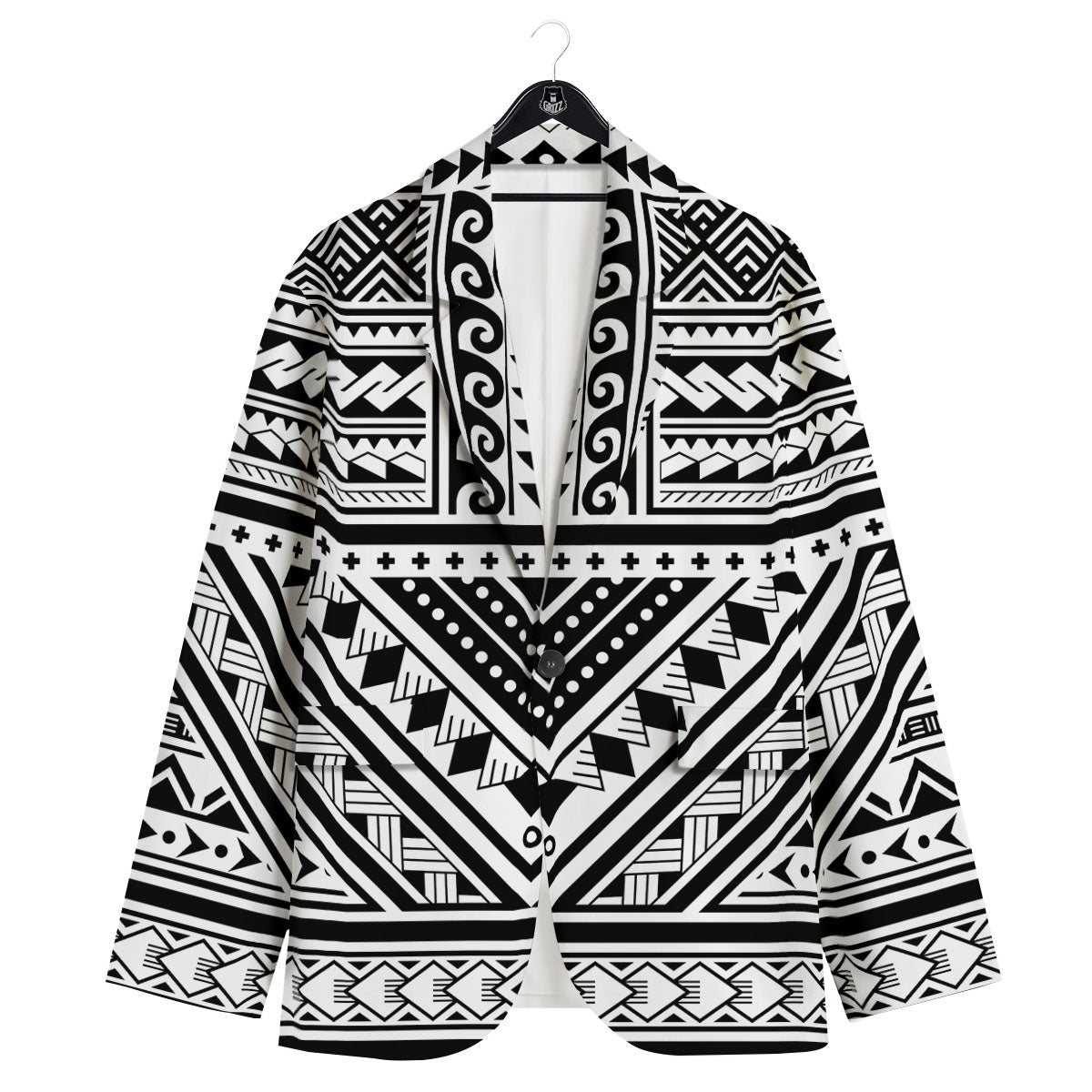 Tribal Maori Polynesian Tattoo Print Men's Sport Coat-grizzshop
