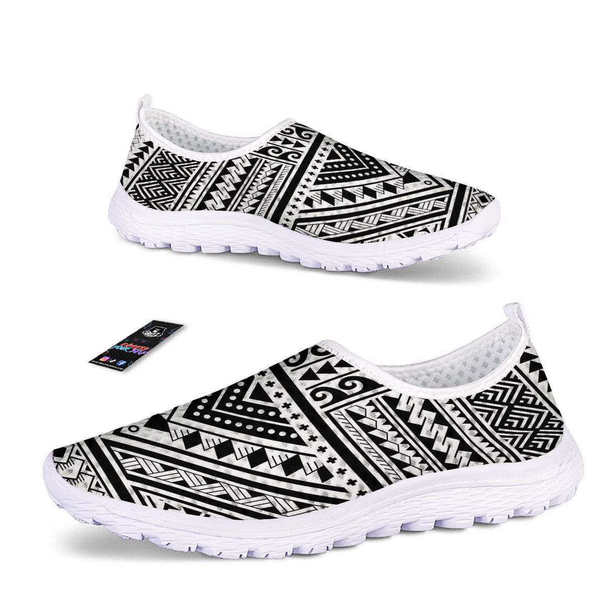 Tribal Maori Polynesian Tattoo Print Nurse Shoes-grizzshop
