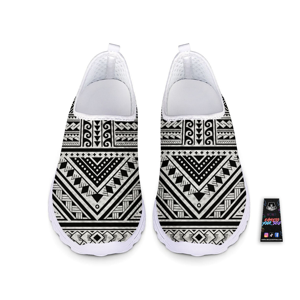 Tribal Maori Polynesian Tattoo Print Nurse Shoes-grizzshop