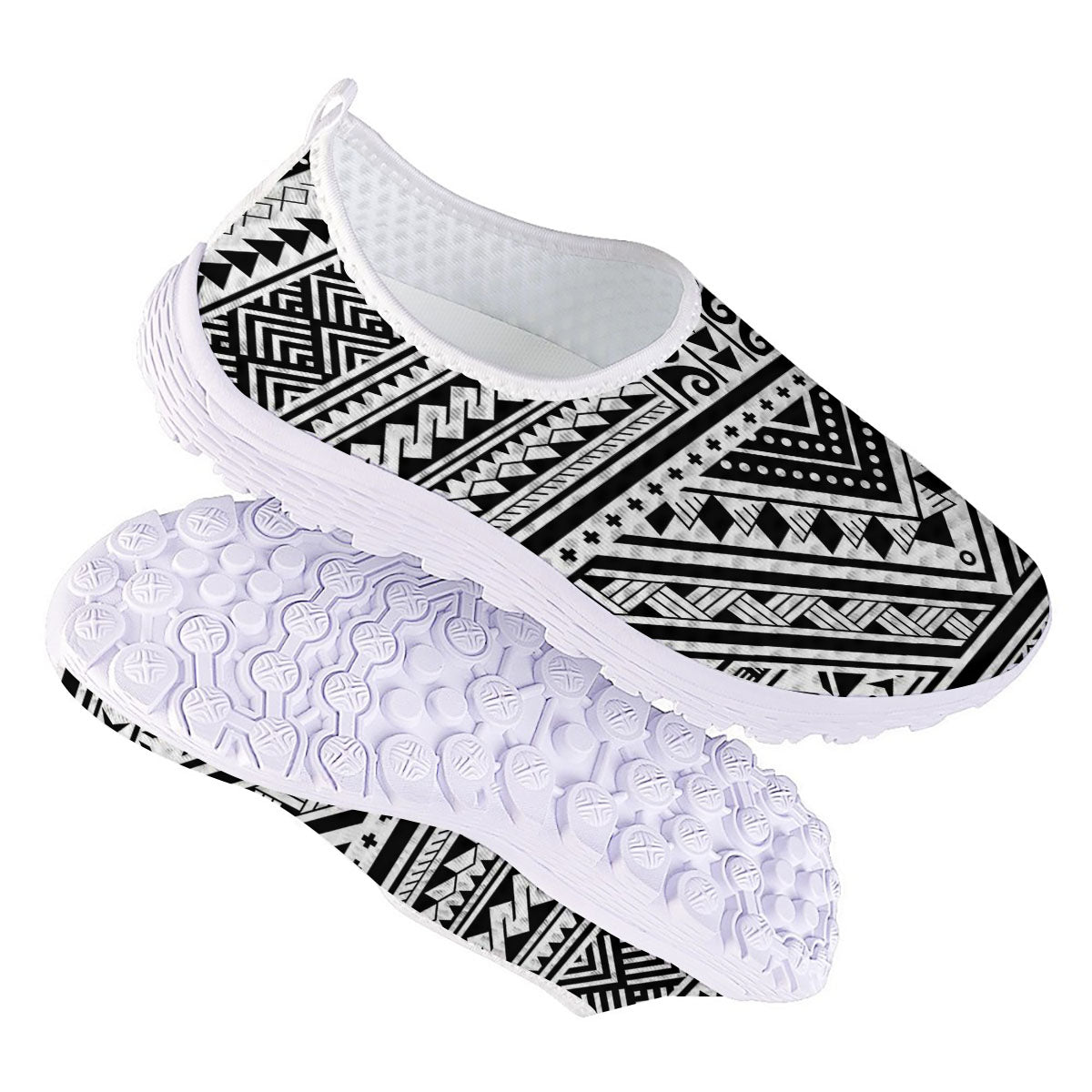 Tribal Maori Polynesian Tattoo Print Nurse Shoes-grizzshop