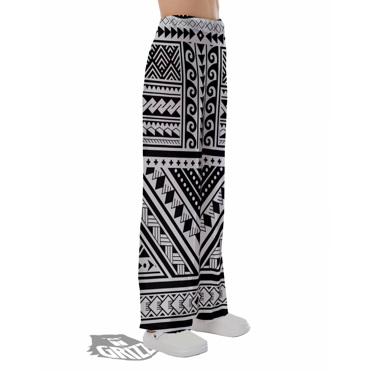 Tribal Maori Polynesian Tattoo Print Pajama Pants-grizzshop
