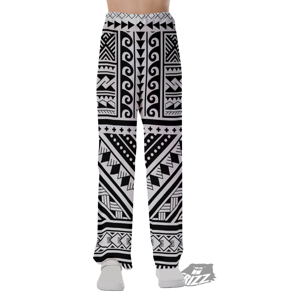 Tribal Maori Polynesian Tattoo Print Pajama Pants-grizzshop