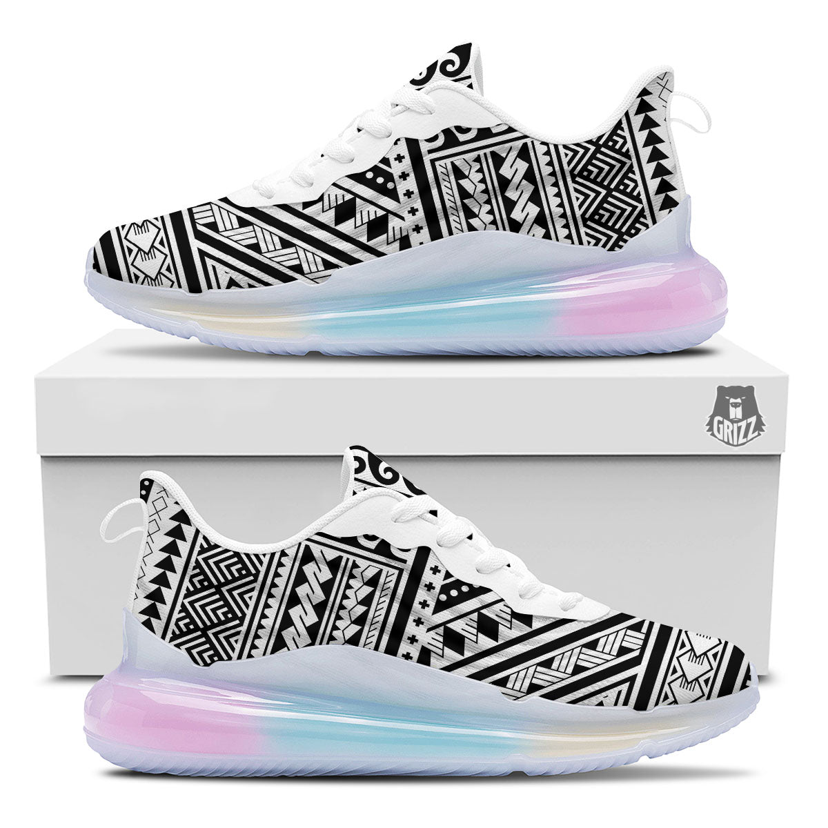 Tribal Maori Polynesian Tattoo Print Running Sneakers-grizzshop