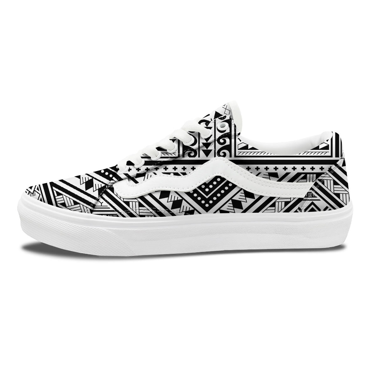 Tribal Maori Polynesian Tattoo Print Skate Shoes-grizzshop