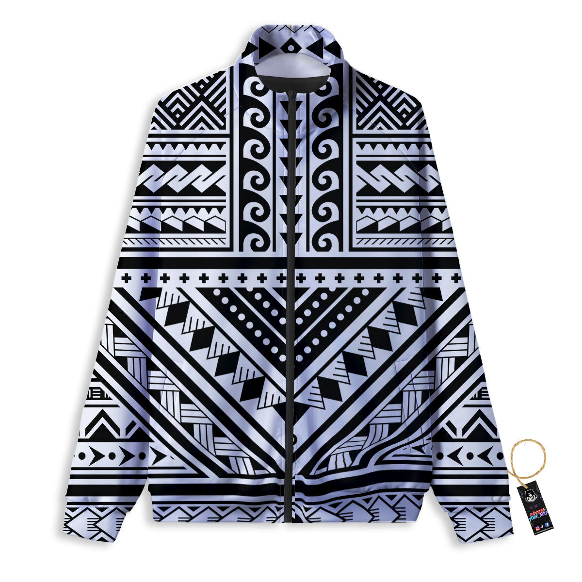 Tribal Maori Polynesian Tattoo Print Track Jacket-grizzshop