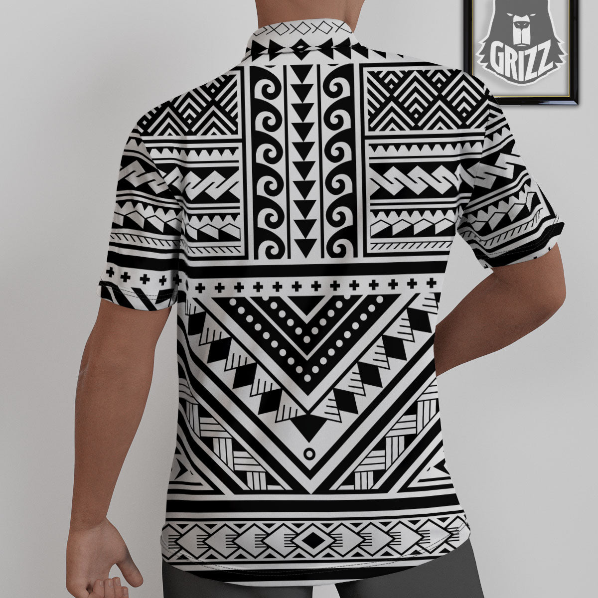 Tribal Maori Polynesian Tattoo Print Untucked Shirts-grizzshop