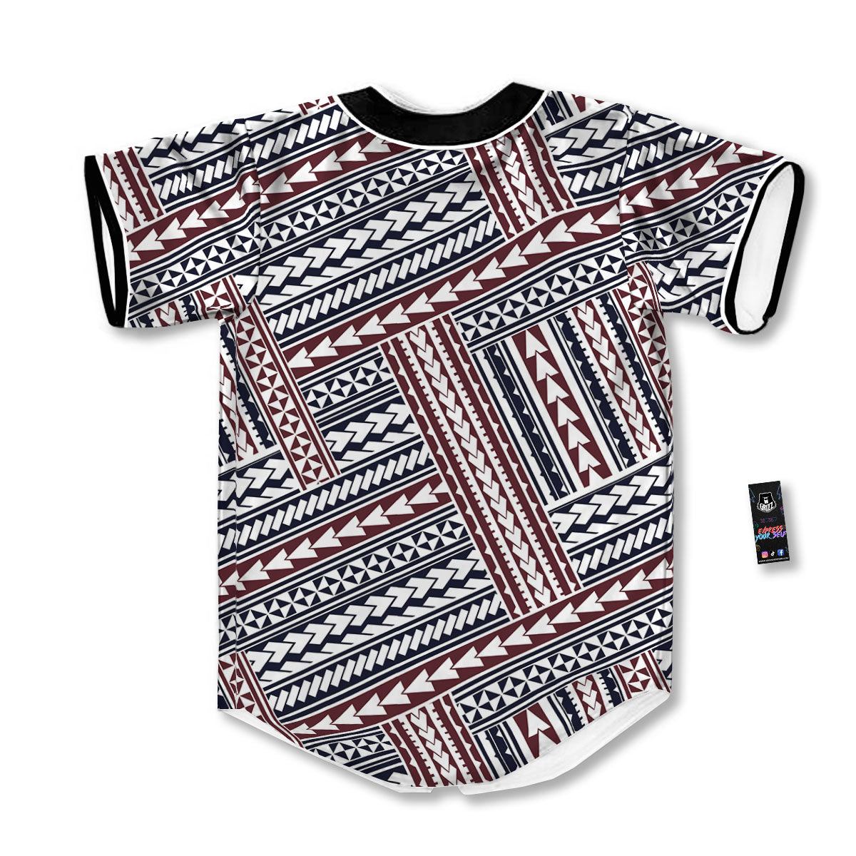 Tribal Maori Print Baseball Jersey-grizzshop