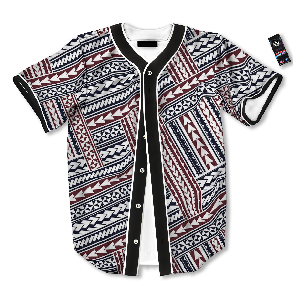 Tribal Maori Print Baseball Jersey-grizzshop