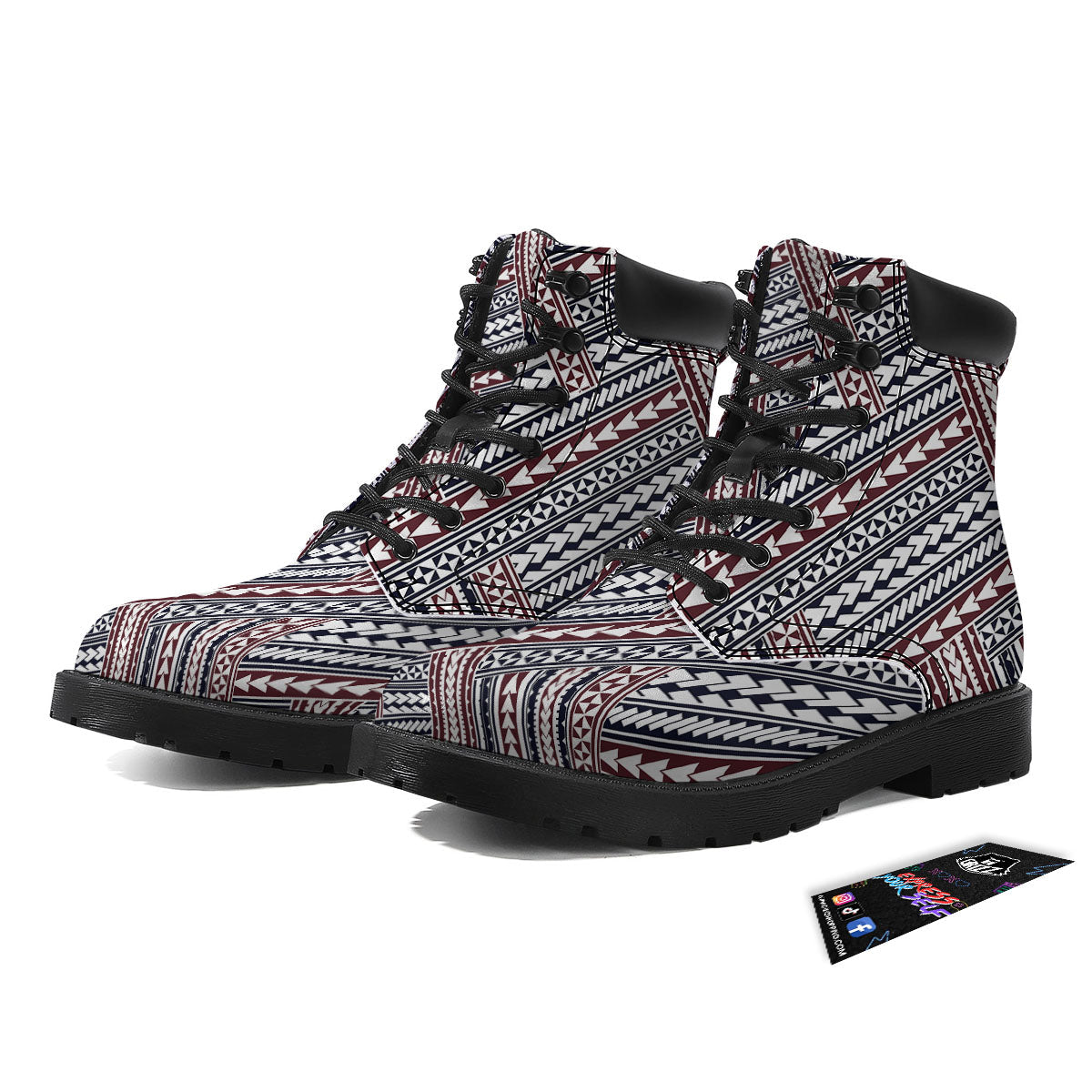 Tribal Maori Print Boots-grizzshop