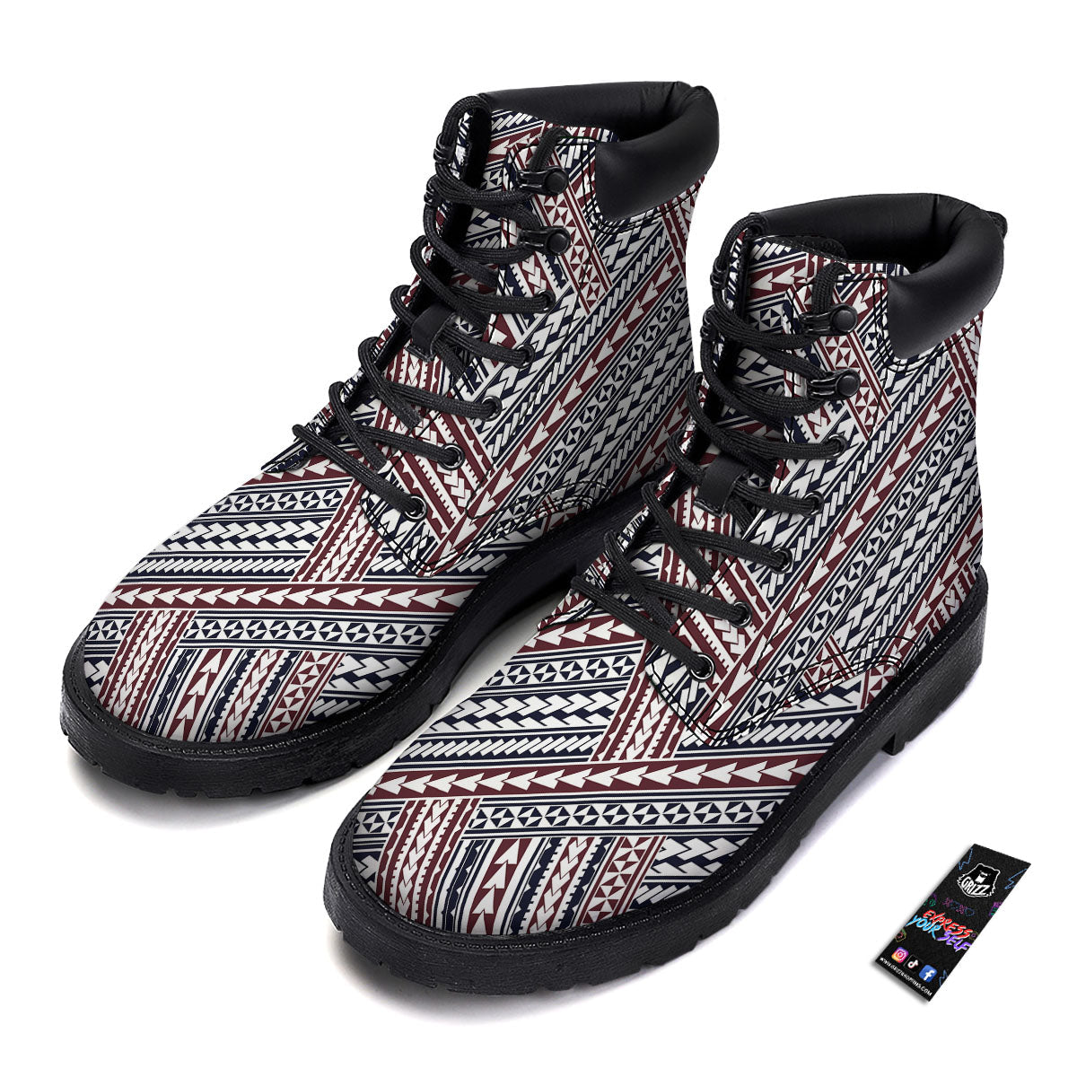 Tribal Maori Print Boots-grizzshop