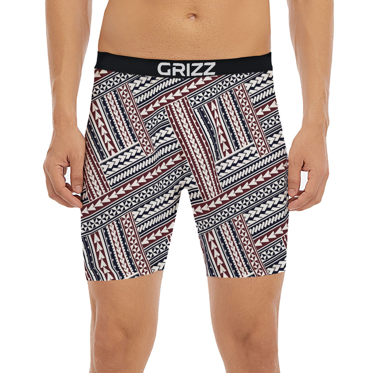 Tribal Maori Print Boxer Briefs-grizzshop