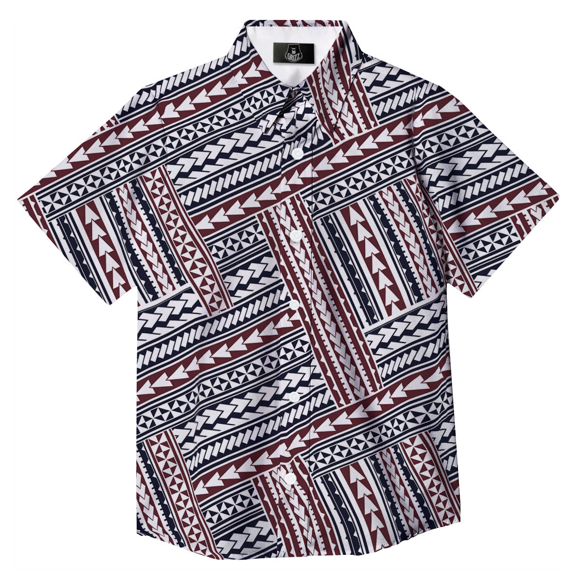 Tribal Maori Print Button Up Shirt-grizzshop
