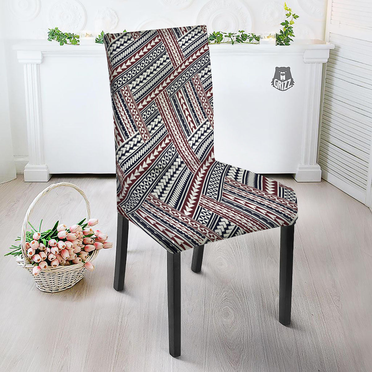 Tribal Maori Print Dining Chair Slipcover-grizzshop