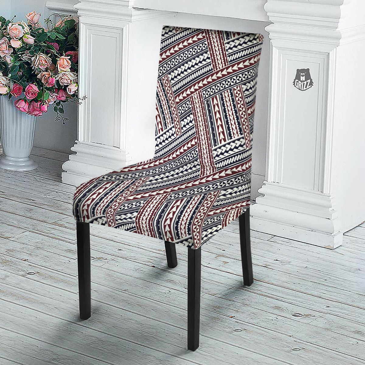 Tribal Maori Print Dining Chair Slipcover-grizzshop