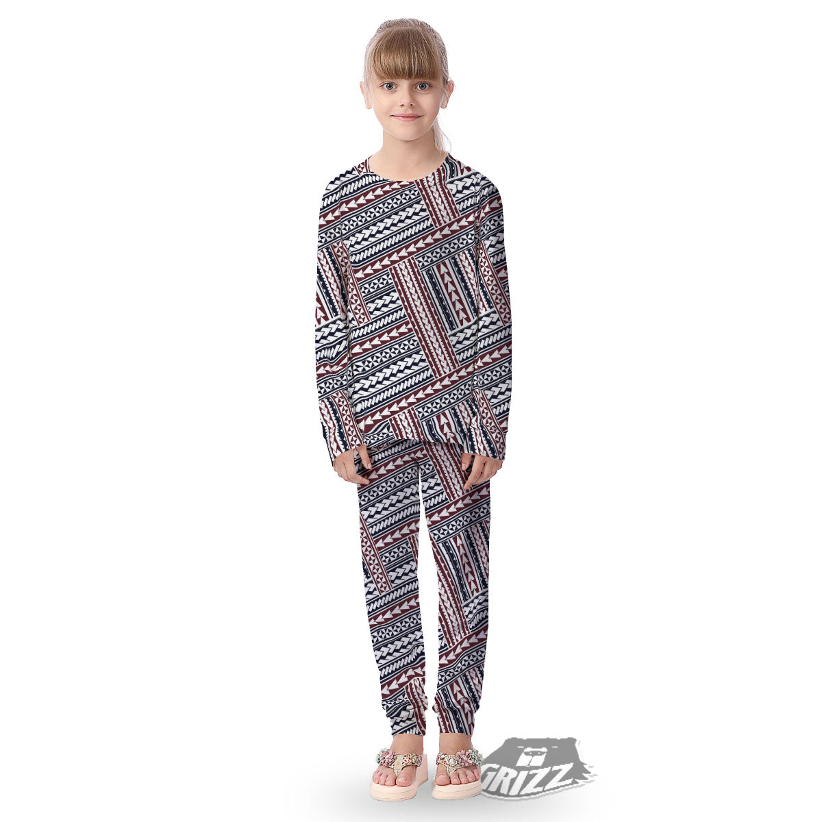 Tribal Maori Print Kid's Pajamas-grizzshop