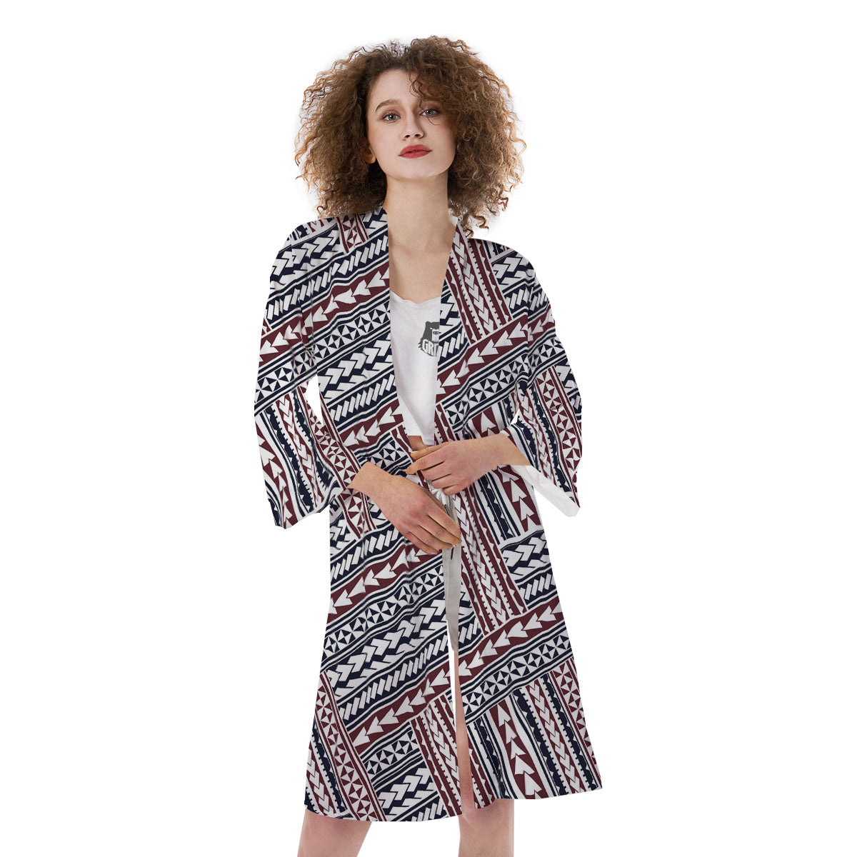 Tribal Maori Print Kimono-grizzshop
