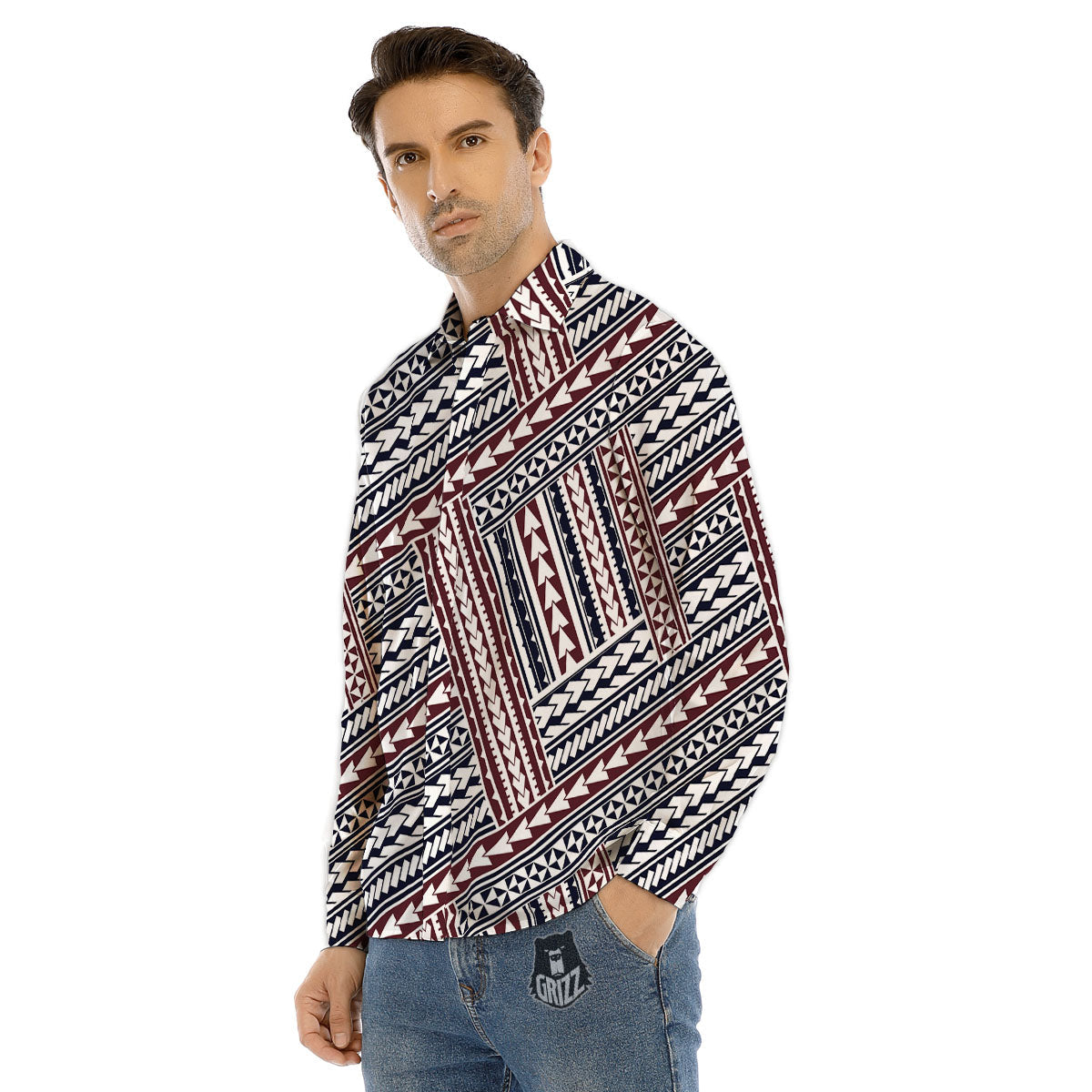 Tribal Maori Print Men's Dress Shirts-grizzshop