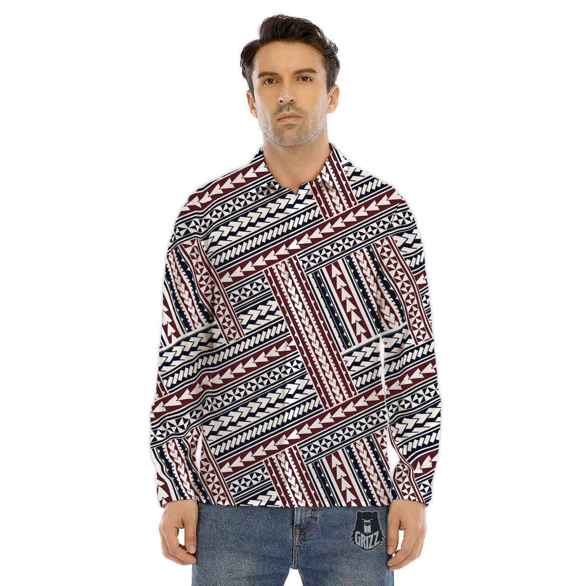 Tribal Maori Print Men's Dress Shirts-grizzshop