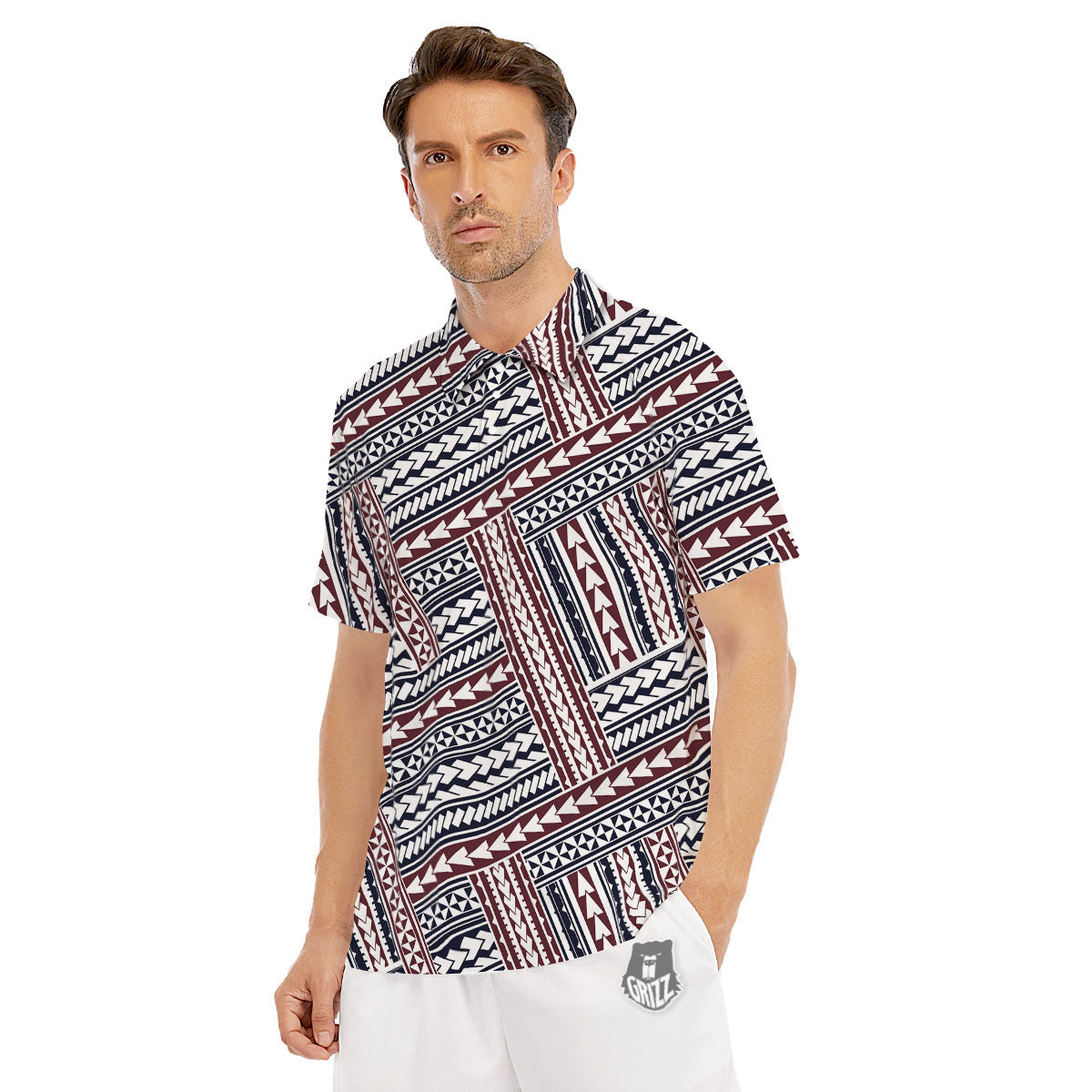 Tribal Maori Print Men's Golf Shirts-grizzshop