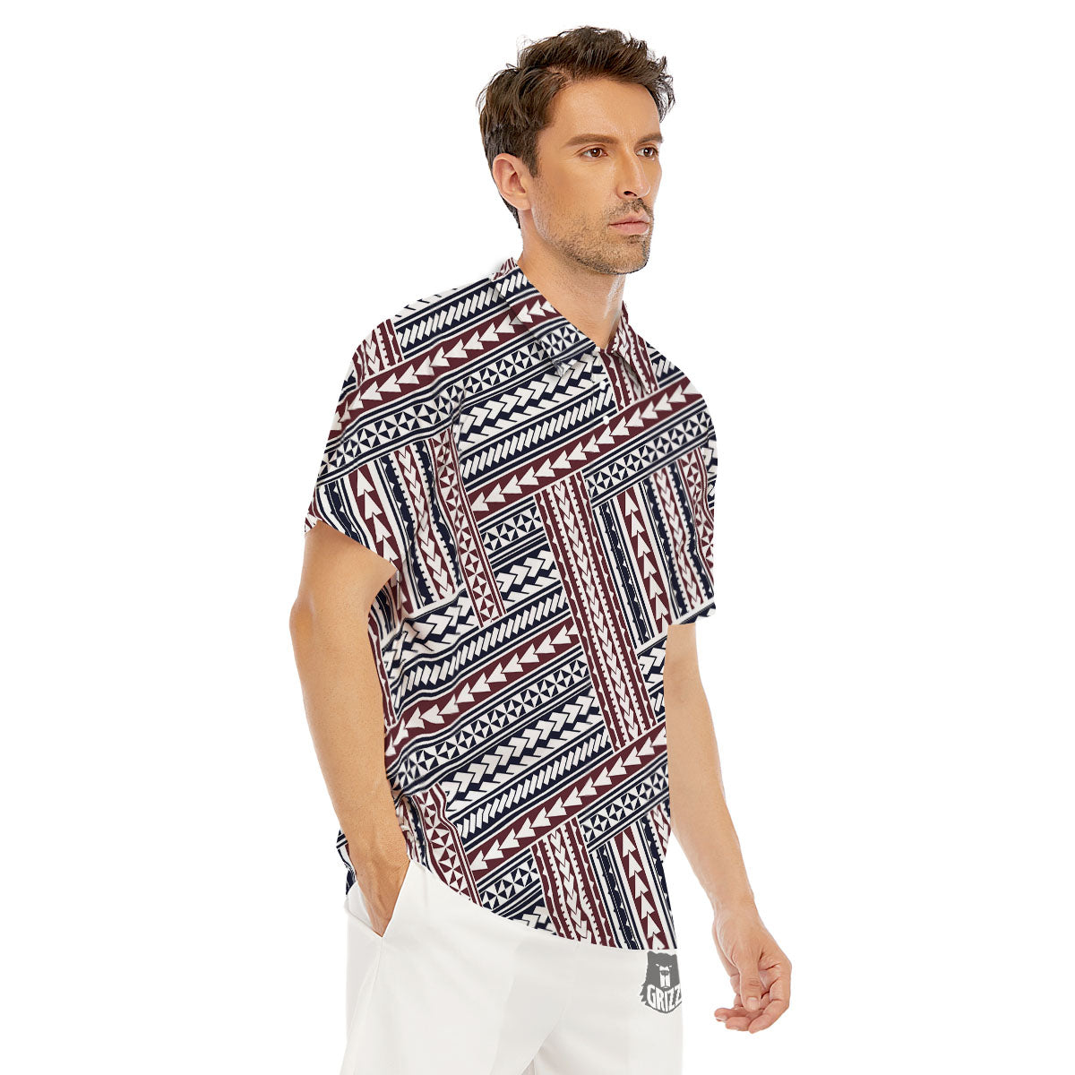 Tribal Maori Print Men's Golf Shirts-grizzshop
