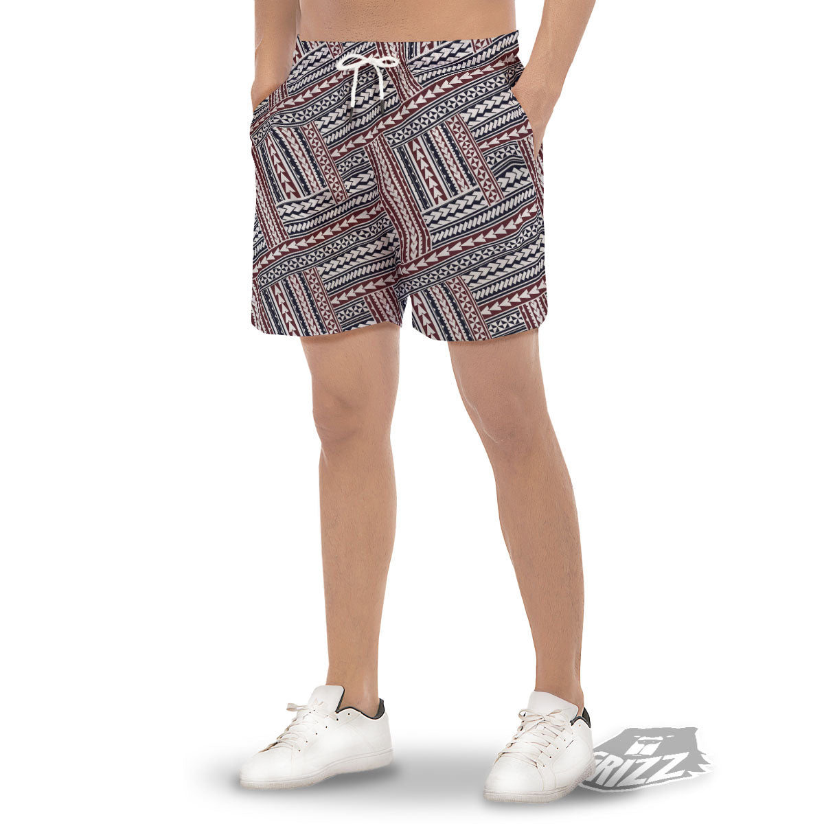 Tribal Maori Print Men's Gym Shorts-grizzshop