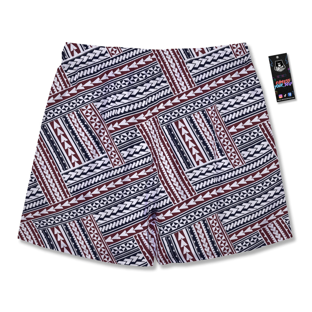 Tribal Maori Print Men's Running Shorts-grizzshop