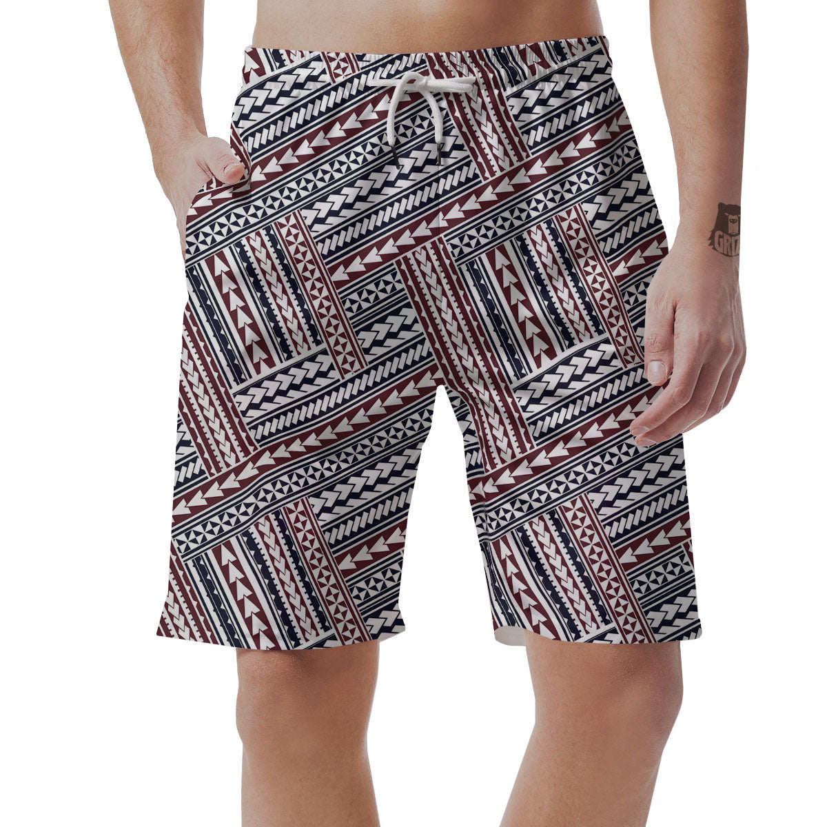 Tribal Maori Print Men's Shorts-grizzshop