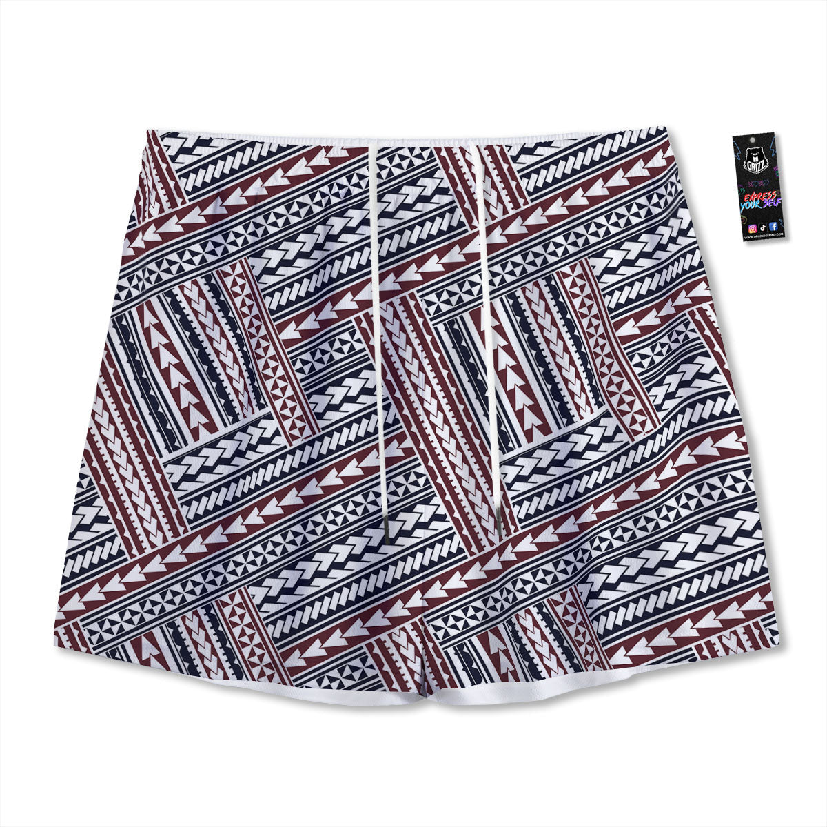 Tribal Maori Print Mesh Shorts