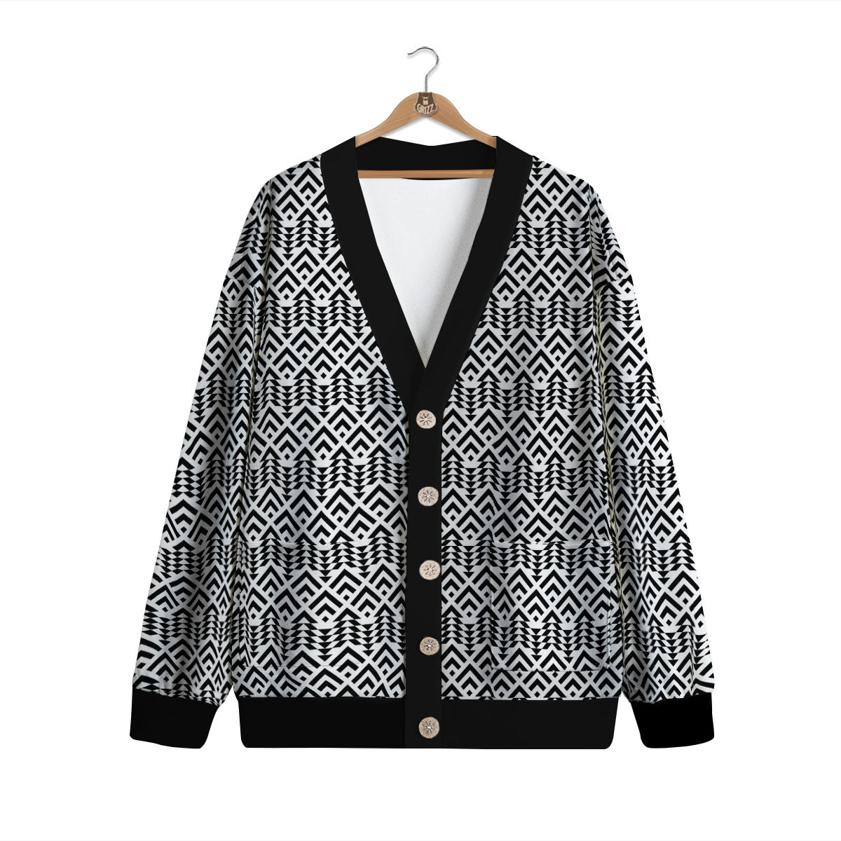 Tribal Maori Print Pattern Cardigan-grizzshop