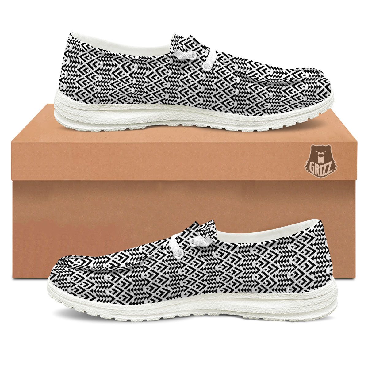 Tribal Maori Print Pattern White Loafers-grizzshop