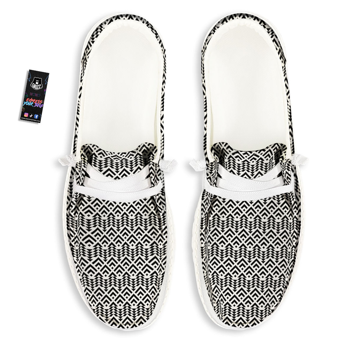 Tribal Maori Print Pattern White Loafers-grizzshop