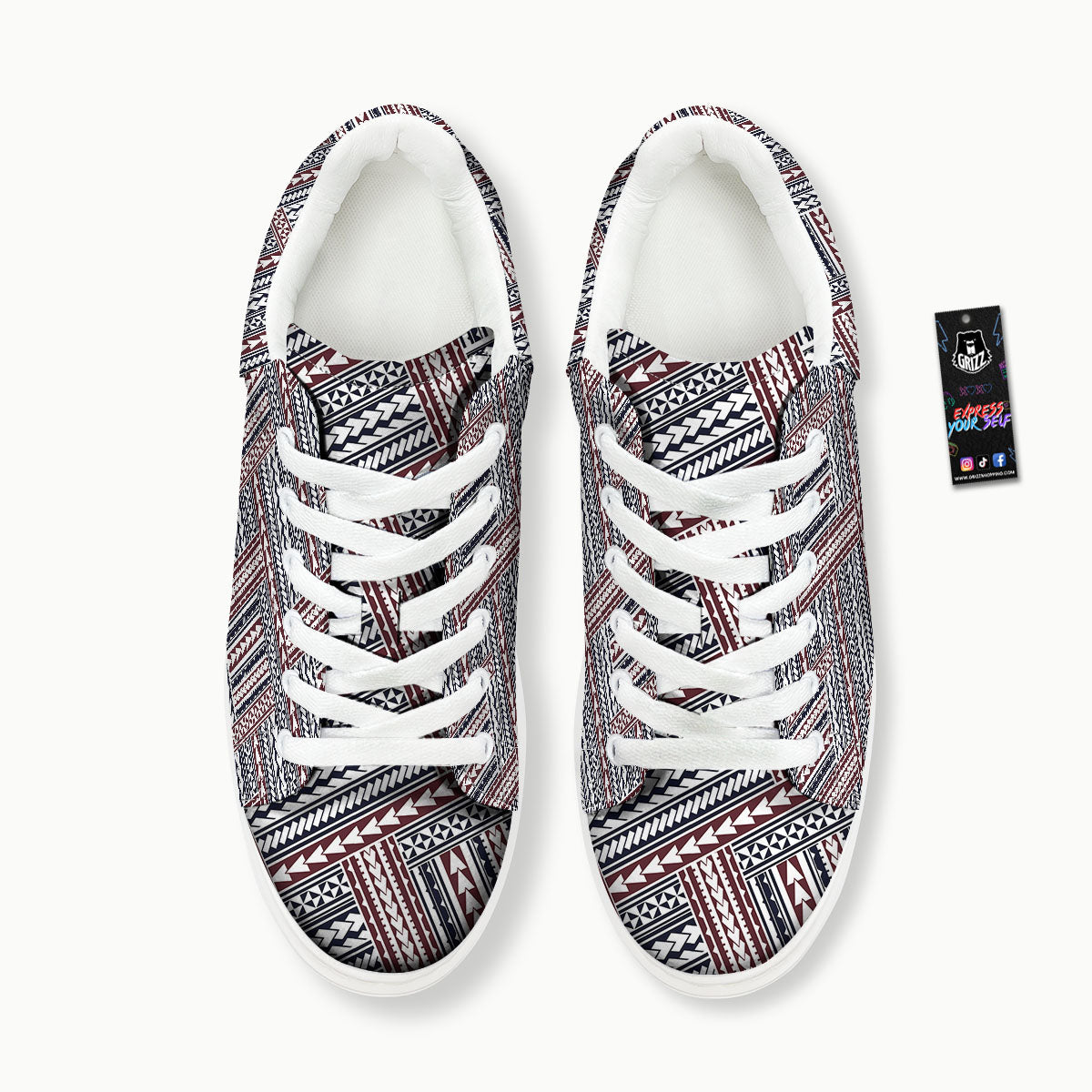 Tribal Maori Print Platform Shoes-grizzshop
