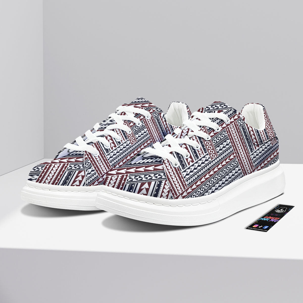 Tribal Maori Print Platform Shoes-grizzshop